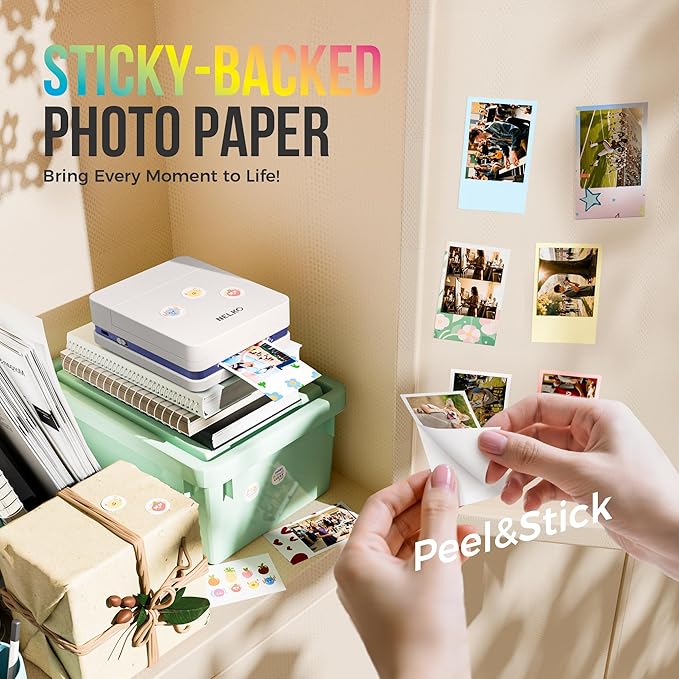 Nelko 52.3x90mm (2.06"x3.54") Premium Photo Paper, 50-Pack Genuine PP01 Pocket Printer Paper, Sticky Back Picture Paper, Compatible with Nelko PP01 Photo Printer, Easy to Peel Off, White