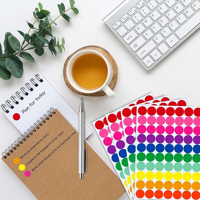 Dot Stickers 1400 PCS Color Coding Labels Round Circle Sticker 3/4 Inch Colored Dot Label for Toddlers Office Student Classroom Papers Etc