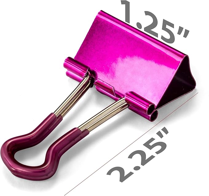 Officemate 31054 Easy Grip Medium Binder Clips, 6 packs of 12 clips each, assorted metallic colors.