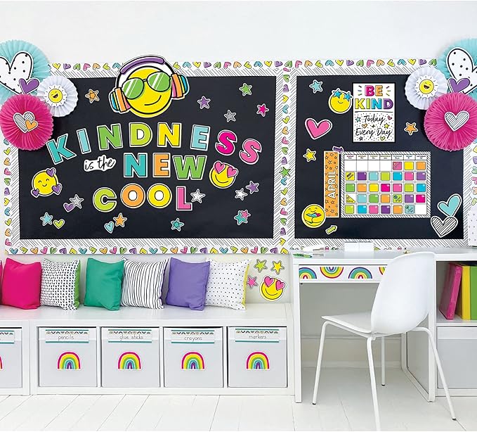 Carson Dellosa 219-Piece Kind Vibes Cutout Letters, 4" Colorful Upper and Lowercase Alphabet, Numbers, Punctuation, and Symbols for Bulletin Board, Posterboard, Party, and Classroom Decor