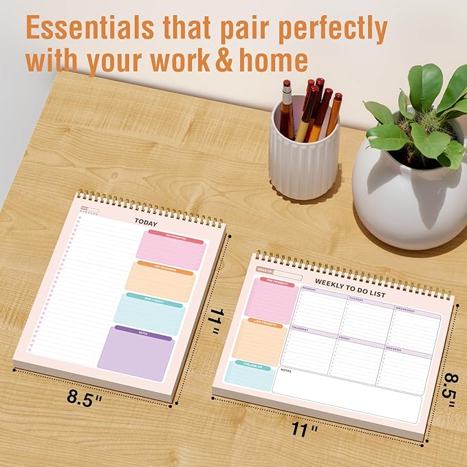 Forvencer Weekly To Do List Notepad with 52 Undated Sheets, 8.5" X 11" Undated Weekly Planner Notepad for Tasks & Goal Planning, Desk Weekly Planner notepad for Office & School Teacher Supplies, Black