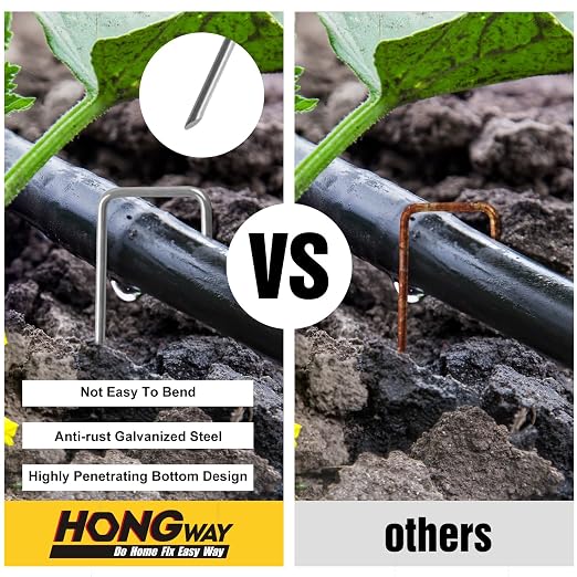 HongWay 4000 Pack 6 Inch Landscape Staples Bulk, Galvanized Garden Stakes 11 Gauge U-Shaped Pins Tent Stakes Yard Ground Staples for Landscaping Fabric, Lawn, Turf, Fence, Plant Cover, Irrigation