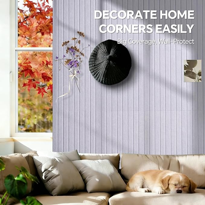 Large Felt Bulletin Board Cork Board Alternative with Safe Removable Adhesive Tabs, Wall Bulletin Board for Home Office Classroom Pin Board (Gray, Fine-Stripe 12-Pack)