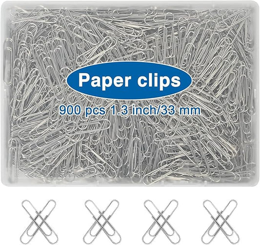 900 Pcs Medium Paper Clips, 1.3 Inch Paper Clips Medium for Office Mate Filing, Paperwork, School and Teacher Supplies