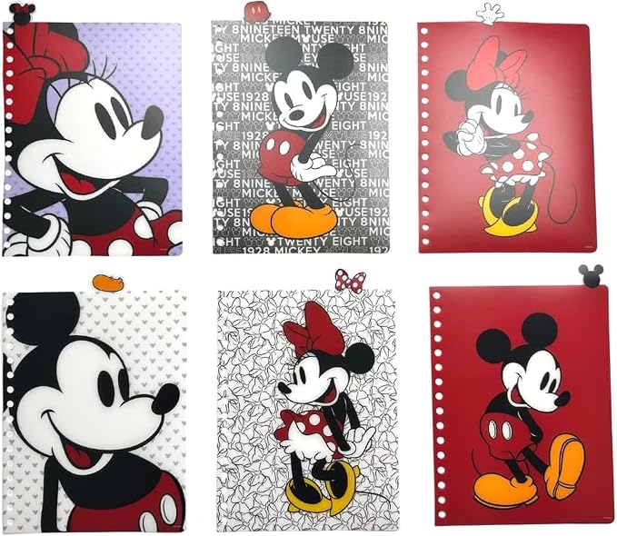 Disney Mickey & Minnie Mouse Tab Journal Spiral Notebook with Cute Dividers | Mickey and Minnie Mouse School Supplies & Office Stationery, 144 Lined Pages, Vinyl Cover, 8 x 7 Disney Planner & Notebook