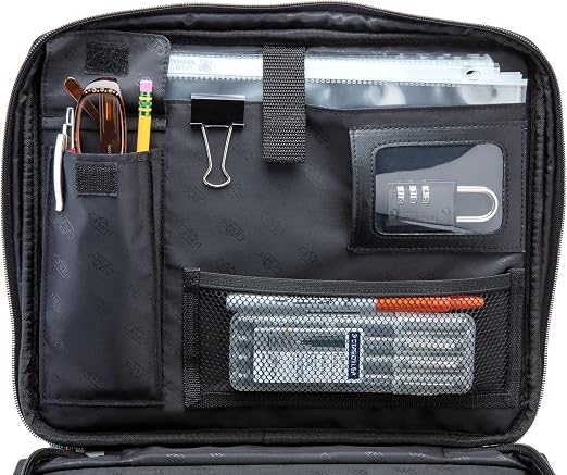 Case-it 2 Inch 3 O-Ring Zipper Binder with Padded Laptop Case Workstation, Shoulder Strap, LT-117, Black