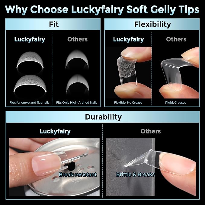 Short Square Nail Tips Gel: 360Pcs Full Cover Short Square Press On Nails Pre-buff Fake Acrylic Nails Half Matte Clear Nail Tips for Nail Extension DIY 12 Sizes