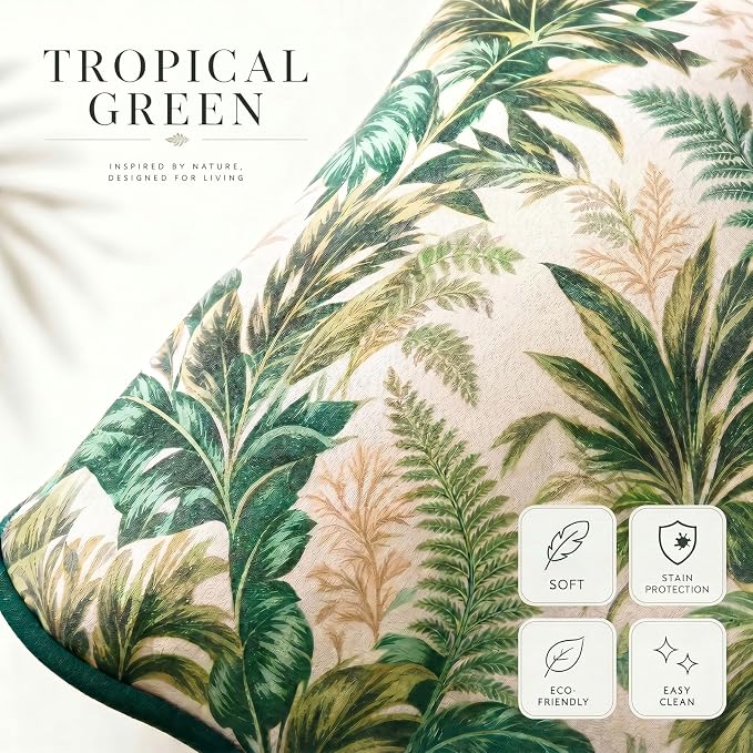 Efomao Watercolor Fabric Executive Office Chair Home Foot Rest, Green | Soft Breathable Computer Desk Seat, Plush Comfy Cushion, Aesthetic Pastel Floral Patterns for Studio Vanity Cozy Setup