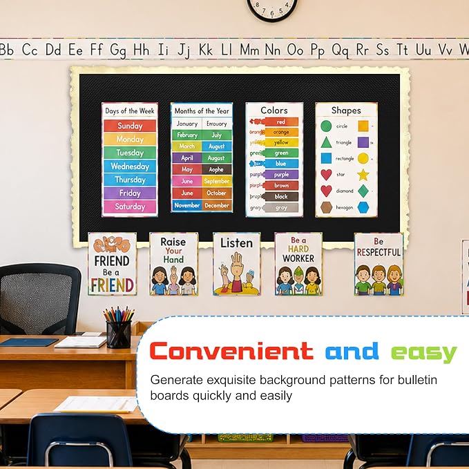 Black Bulletin Board Roll,Non-Woven Fabric,4×15ft,Classroom Decor | Durable,Self-healing & noise-reducing bulletin board roll,Easy DIY cutting,Perfect for teacher, office & home decor.