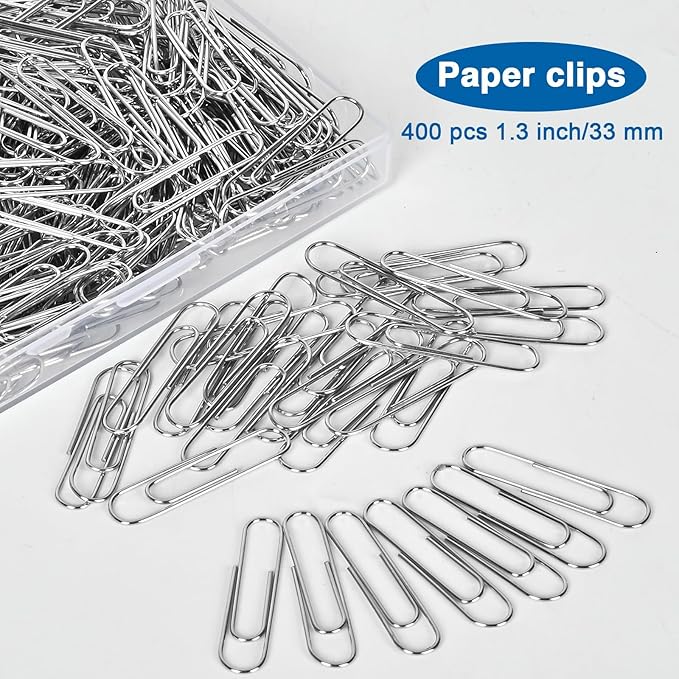 400 Pcs Medium Paper Clips,1.3 inch Smooth Paperclips Metal Paper Clip for Office, School and Teacher Supplies