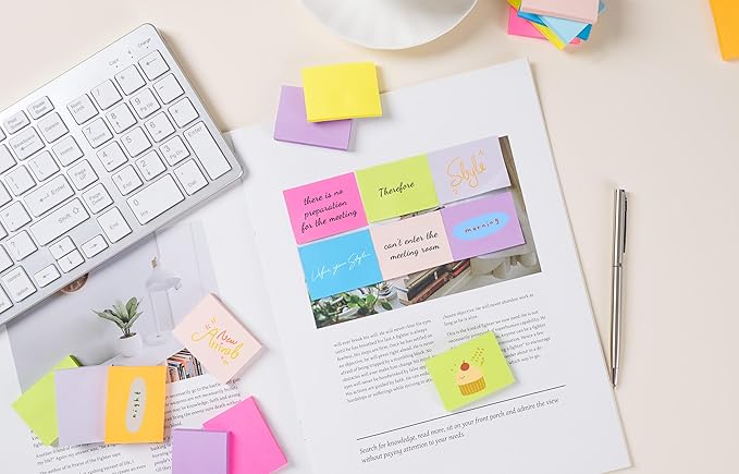 (54 Pads) Mini Sticky Notes 1.5x2 in, 9 Colors Bright Strong Adhesive Post, Suitable for School, Home, Office, Clean Removal