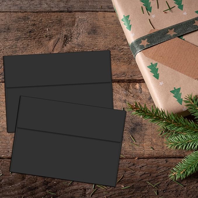 A2 Envelopes Black 100 Pack 4.375x5.75 Invitation Envelopes Self Seal for Wedding Birthday Party Baby Shower Thank You Notes, Greeting Cards (black)