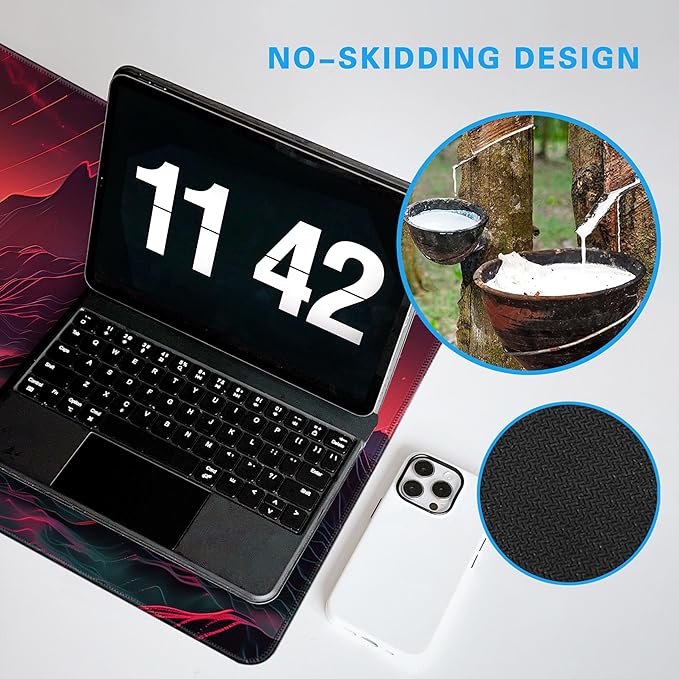 Red Mountain Large Mouse Pad Mountain Pattern Gaming Extended XL Mousepad Big Computer Keyboard Desk Mat for Non-Slip Rubber for Gaming and Office 31.5x11.8inch