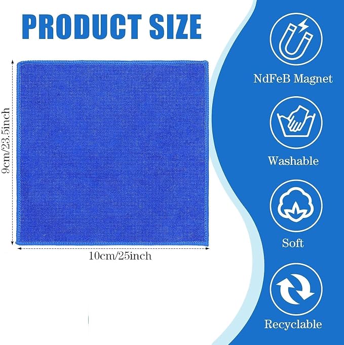 Nuenen 24 Packs Magnetic Cleaning Cloth Microfiber Dry Erase Eraser Magnetic Whiteboard Eraser Reusable Washable Dry Erase Cloth for Office Classroom Home, 10'' x 10''