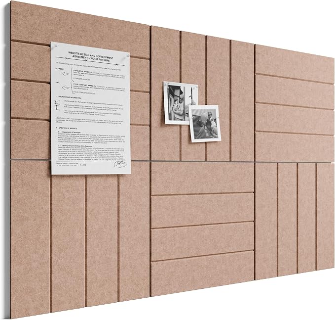 Bumusty 36" x 24" Large Cork Board Alternative, Terracotta | 6-Pack Felt Bulletin Board Tiles, 60 Adhesive Tabs, 30 Pushpins, Home, Office, Classroom, Vision Board