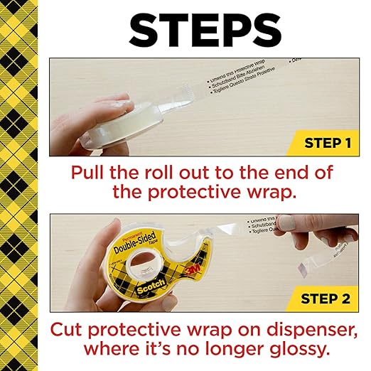 Scotch Double Sided Tape with Tape Dispenser, Office and School Supplies for Arts and Crafts, Alternative to Scrapbooking Glue, 0.5 in. x 250 in., 3 Rolls with Dispensers