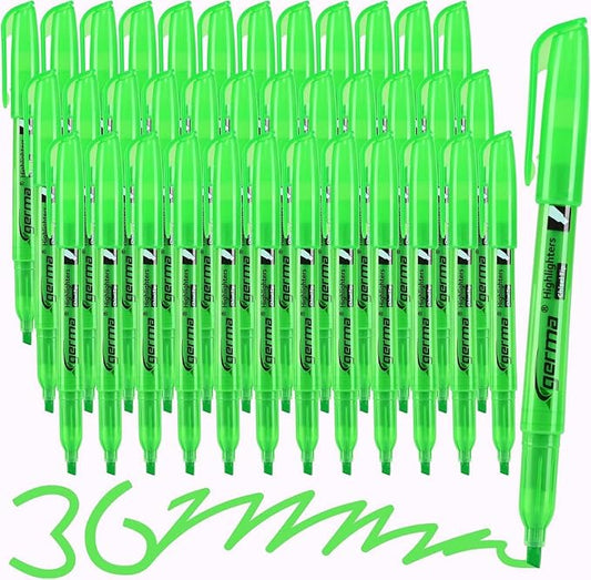 Cgerma Highlighters 36 Pack, Chisel Tip Green Highlighter Bright Colors,Quickly Drying, Perfect for Students Kids Adults Classroom, School, Office