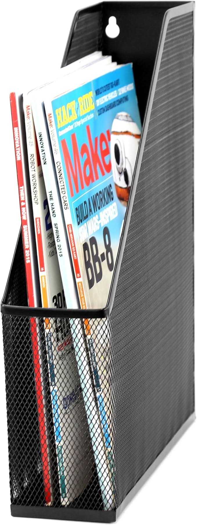 U Brands Mesh Steel Magazine File Holder,Size 12.5" x 9.8" x 3",Black,(Pack of 12)
