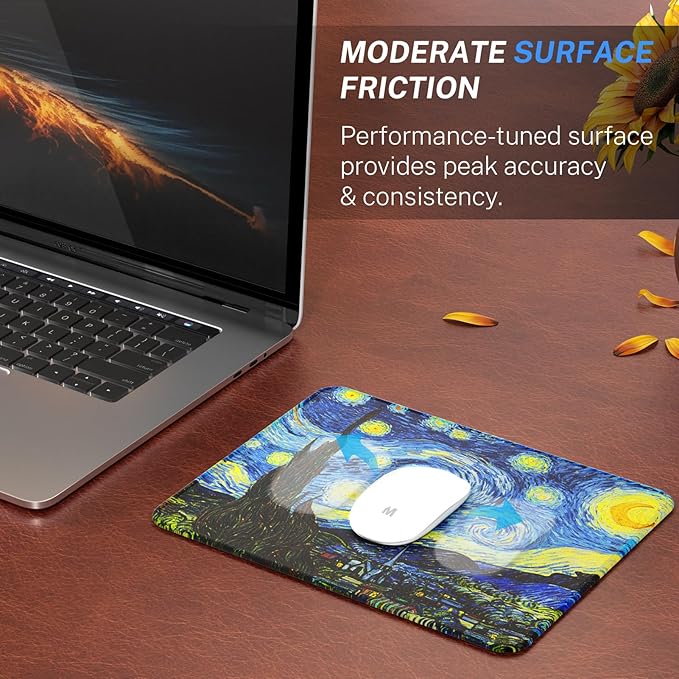 MROCO Mouse Pad [30% Larger] with Anti-Fray Stitched Edges, Premium-Textured Waterproof Surface, Non-Slip Rubber Base, Computer & Gaming Mouse Mat for Laptop, Office & Home, 8.5 x 11 in, Starry Night