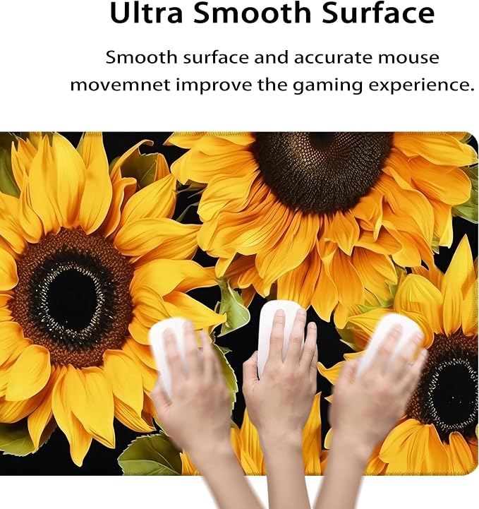 35.4 x 15.7 in, XXL Large Mouse Pad for Desk, Extended Keyboard Mouse Mat for Computer Office, Big Laptop Mouse pad, Gaming pc-Sunflower
