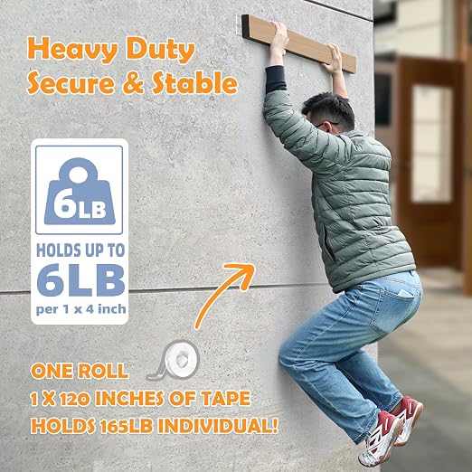 PPB 2 Rolls Double Sided Tape Heavy Duty - Removable Mounting Tape for Poster Carpet Picture Hanging Strip Rug Wall Outdoor - Clear & Strong Nano Tape Adhesive Multipurpose