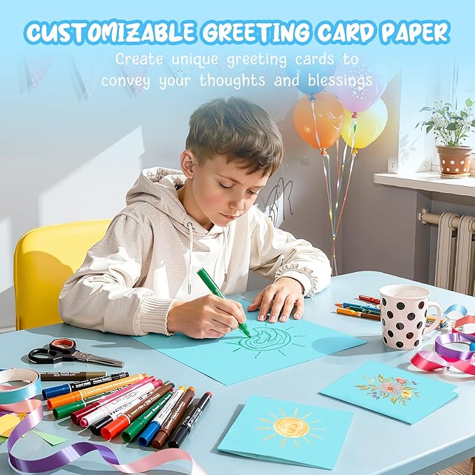 40 Sheets Blue Cardstock Paper 8.5 x 11, Thick Card Stock Paper, Light Blue Cardstock Printer Paper 8.5 x 11, 200 GSM Construction Paper 8 1/2 x 11 for DIY Cards, Invitations, Greeting Cards
