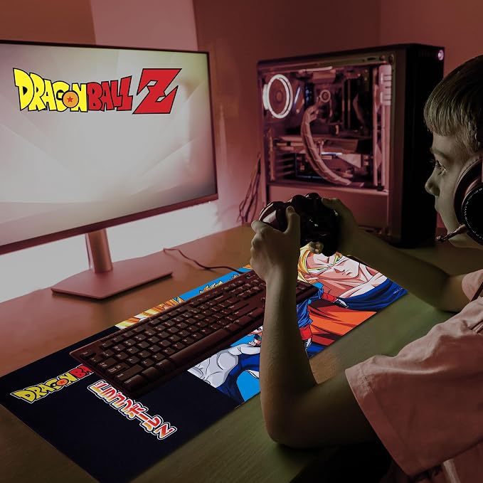 Dragon Ball Z Large Gaming Mouse Pad 31"x15" XL Computer Desk Mat, Anime | Dragon Ball Z anime gaming mouse pad, Oversized 31x15in smooth fabric top, stitched edges, non-slip rubber base.