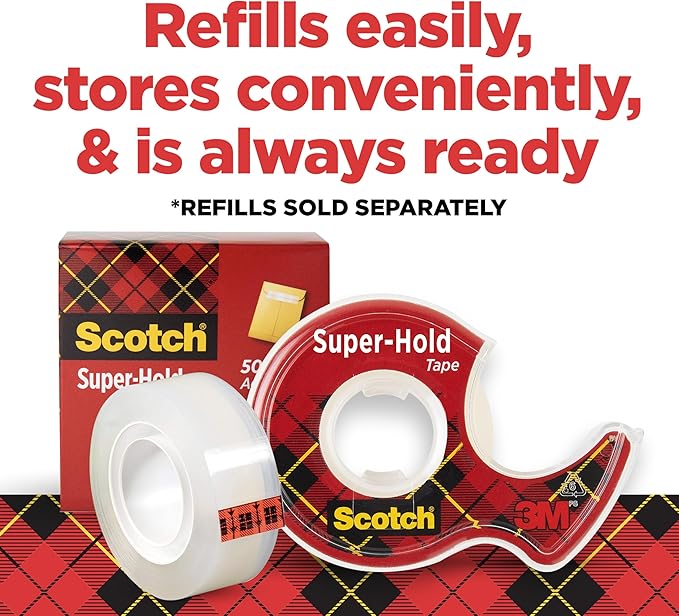 Scotch Super-Hold Tape, 3/4 x 300 Inches, 3 Dispensered Rolls
