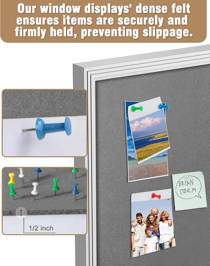 Mifuro 36"x24" Enclosed Bulletin Board, Outdoor Lockable Weather-Resistant Aluminum Cork Noticeboard for School & Office, Silver Frame w/Grey Flet