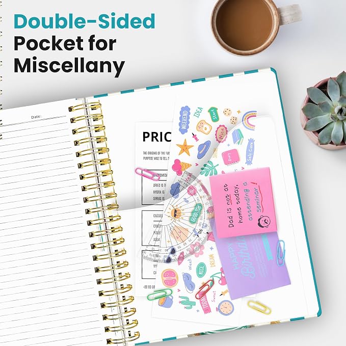 Spiral Notebooks for Work 5 Subject Notebook with Removable Dividers | Aesthetic Hardcover Journal for Women 8.5" x 11" College Ruled 280 Pages Journal for School & Note Taking, Sunny Barker