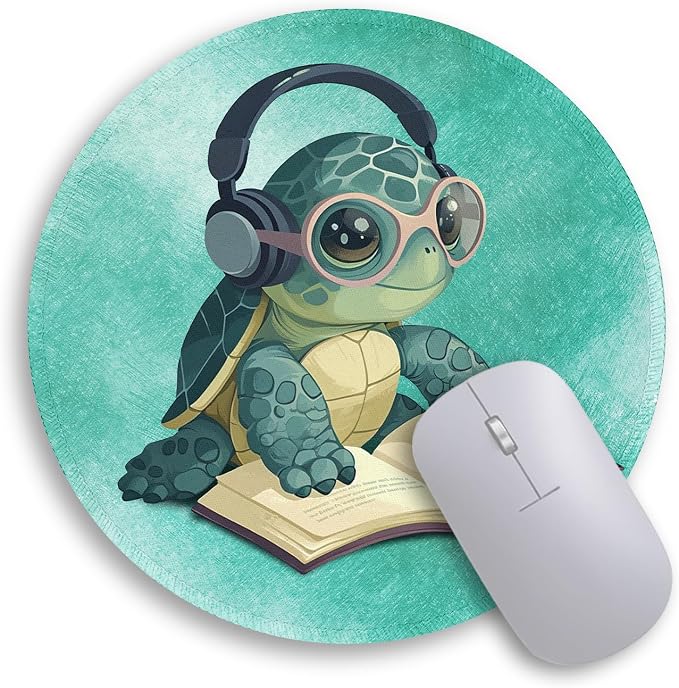 Immaturus Cute Sea Turtle Mouse Pad, Small Mousepad for Desk Gaming Office | 8.6" x 8.6", Mini Travel, Home Decor Desk Accessories, Non-Slip Base, for Wireless Mouse Laptop Computer Work, Mouse Mat