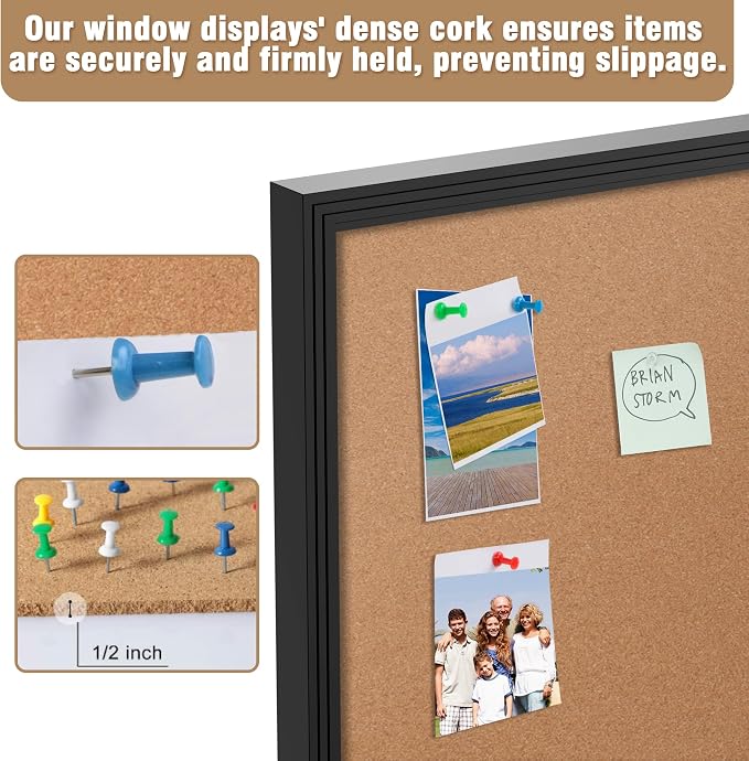 Mifuro 48"x34" Enclosed Bulletin Board, Outdoor Lockable Weather-Resistant Aluminum Cork Noticeboard for School & Office, Black Frame w/Cork