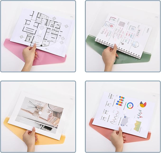Mr. Pen- Clear Plastic Envelopes, 10 Pack, A4, Letter Size, Colorful, Clear Folders for Documents Plastic Envelopes for Documents