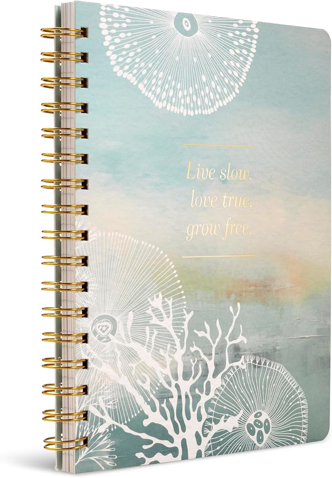 Compendium Spiral Notebook – Live Slow, Love True, Grow Free. – A Designer Spiral Notebook with 192 Lined Pages, College Ruled, 7.0" W x 9.25" H