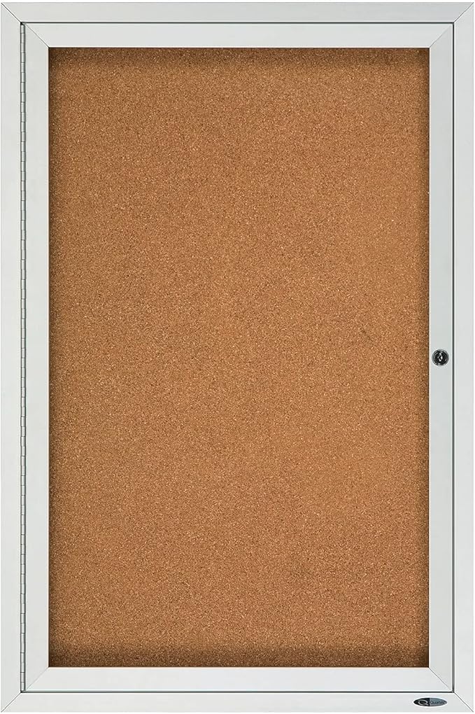 Quartet Bulletin Board, 6' x 4' Enclosed Cork Notice Board, Lockable Swing Doors, Aluminum Frame (2367)