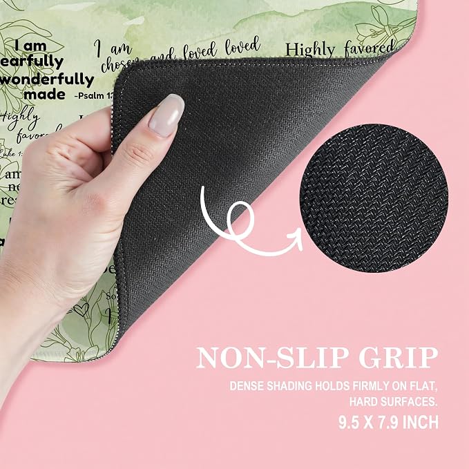 Inspirational Christian God Says I Am Mouse Pad, Green Floral Bible Verse Affirmation Mouse Pads Mousepad for Home Office Dorm Computers Laptop Supplies Desk Accessories, 9.5x7.9 Inch