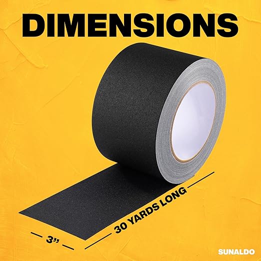 Gaffers Tape Heavy Duty, Easy to Rip, Residue-Free Professional Grade Floor Tape for Electrical Cords, Matte Finish Non Reflective, Weather Resistant (1, Black, 3" x 30 Yards)