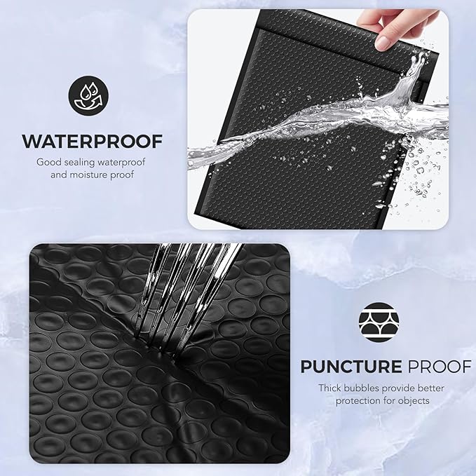 Metronic Large Bubble Mailers 12x15 Inch 40 Pack Waterproof Padded Envelopes Black Bubble Envelopes Opaque Cushioning Mailer for Shipping Clothes, Books,Jewelry Makeup Supplies