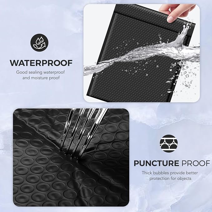 Metronic Large Bubble Mailers 12x15 Inch 120Pack Black Padded Envelopes | Opaque Bubble Mailer Cushioning Waterproof Bubble Envelopes for Shipping Clothes, Books, Jewelry, Makeup Supplies