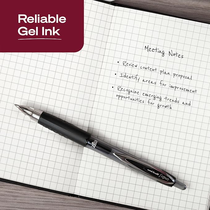 uniball™ 207 Gel Pens, Black Ink, 0.7mm Medium Point, Retractable, 12 Count | Smooth Writing, Fraud-Resistant, uni Super Ink™