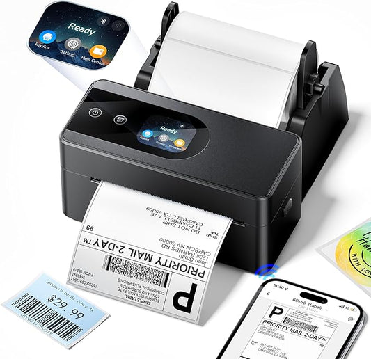 Phomemo Thermal Label Printer Upgraded with Touchable Screen, Shipping Label Printer for Small Business, 4x6 Wireless Thermal Label Printers for Shipping Package, Compatible with Amazon, Shopify, USPS