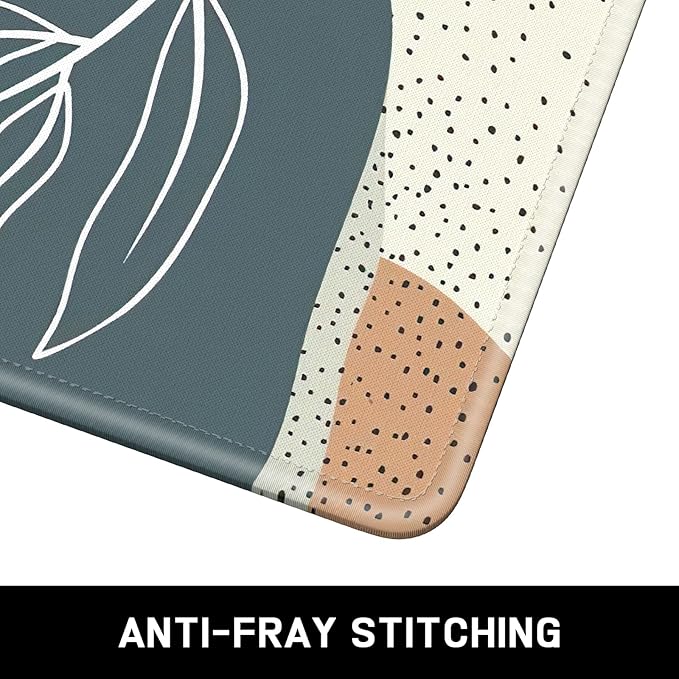 Mouse Pad, Minimalism Marble Style Computer Pad, Anti-Slip Rubber Mouse Mat with Stitched Edges for Gaming, Office, Laptop, PC, Women, 9" x 8" Thick 3 mm, Boho Leaves