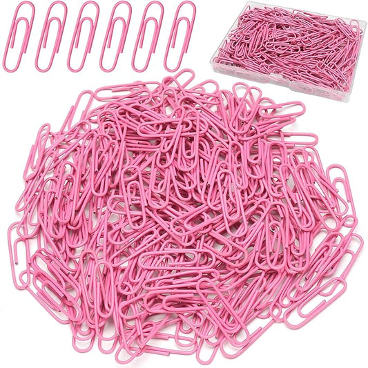 Elisel Paper Clips, 200pcs Medium Size (1.3 inch) Colored Paper Clip,Durable and Rustproof Coated Paper Clips, Great for Office, School and Personal Use (Pink)