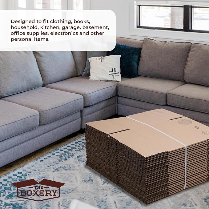 The Boxery Moving Boxes 10-Pack Medium 18x14x12 inch | Durable ECT 32 Corrugated Shipping Boxes for Mailing, Packing, Moving, and Storage — Recyclable and Made in the USA