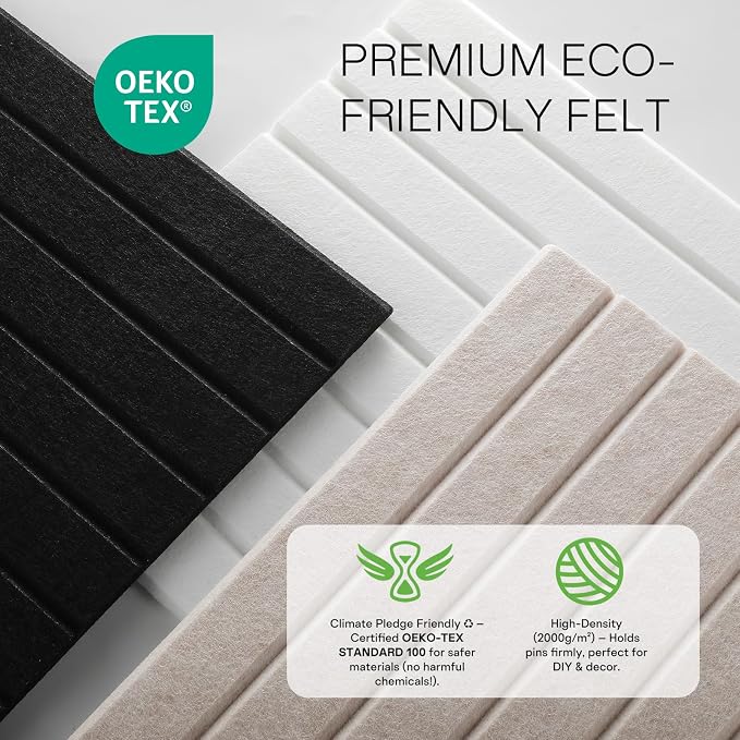 MaxGear Bulletin Board 48" x 36", Black Felt Wall Tiles Home Decor | Cork Board For Walls Alternative, 12 Pack 11.8" x 11.8" 3D Wall Panels, Poster Felt Board, Pin Board For Office, Room Decor