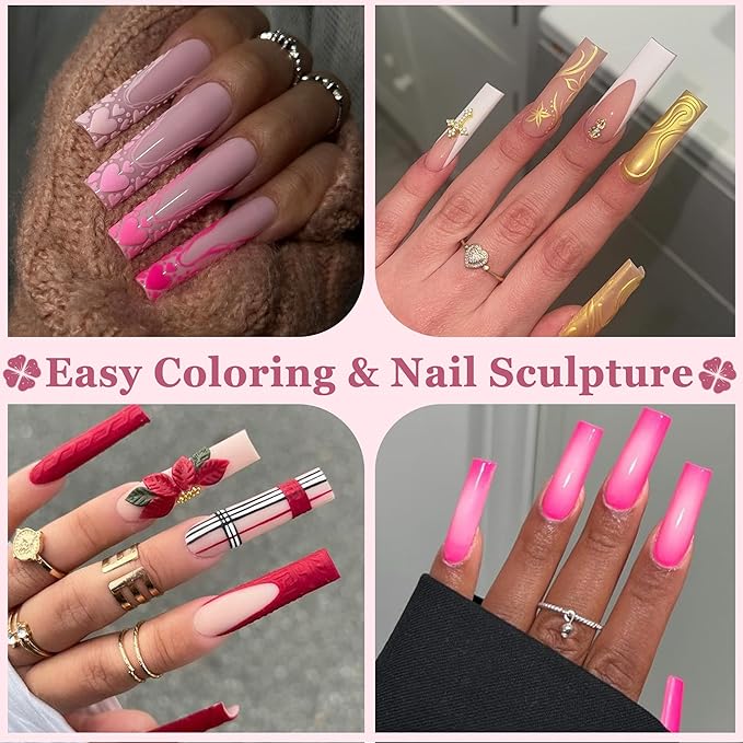 XXL No C Curve Square Flat Nail Tips, 240pcs Extra Long Straight Tapered Acrylic Gel Fake Nails, Matte Full Cover Clear Press on for Extension Manicure Home DIY 12 Sizes Gelly Tips