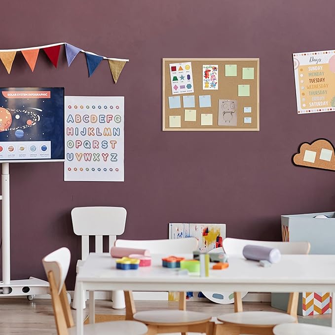Cork Board Bulletin Board,24x18 Cork Board for Office with Pin Oak Wood Boards,Message Board or Vision Board Decoration.