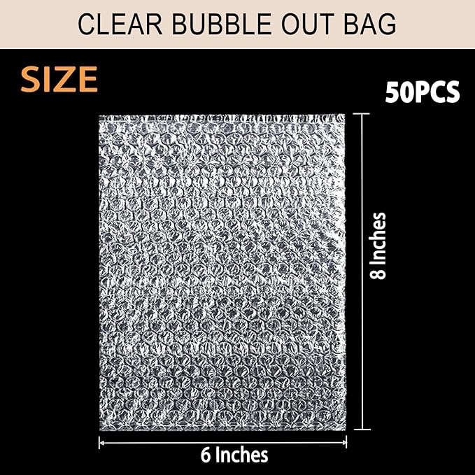 50PCS 6x8 Inch Bubble Pouch Wraps, Clear Bubble Out Bags for Packing, Double Walled Shockproof Foam Cushioning Bags for Moving and Shipping Fragile Item