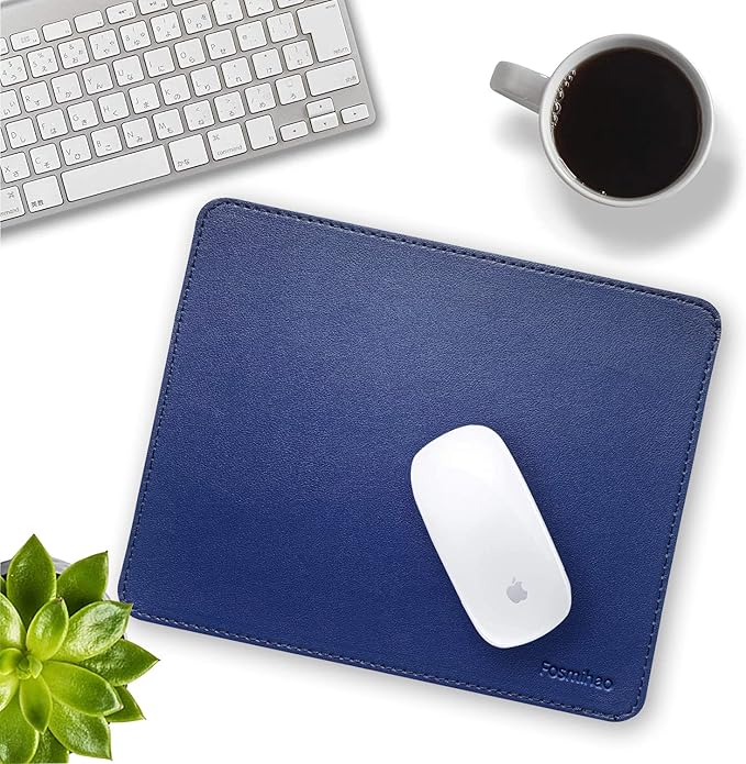 Leather Double Side Mouse Pad With Stitched Edge - Waterproof Ultra Thin for Computers, Laptop, Office & Home, 10.2 x 8.3 Inch, 1 Pack (Navy Blue)