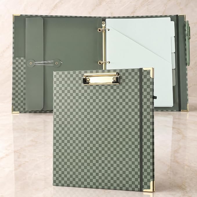 Aesthetic Clipboard Binder with Dividers - 3 Ring Organizer for Work | Sturdy Document Organizer, Clipboard Folder and Planner Folio for Streamlined School Projects, Notes and Office Productivity
